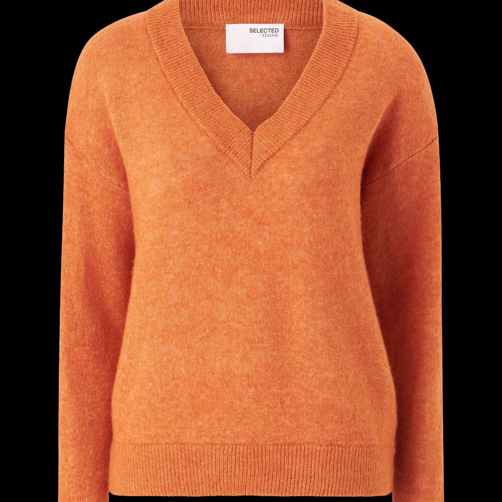 Selected FEMME ~Fuzzy V-Neck Knit Long Sleeve Sweater size Small